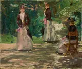 Franz Skarbina, Im Park, Öl auf Leinwand