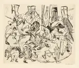 Max Beckmann, Spielende Kinder, 1918, Kaltnadel auf Bütten