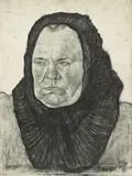 Wilhelm Morgner, Jungfer Wellbrock, 1908, Kohle und Bleistift auf grundiertem Karton