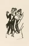 Max Beckmann, Kleines tanzendes Paar, 1923, Holzschnitt auf hellrosafarbenem Japan