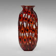 Anzolo Fuga, Transennato vase, 1962, fused glass murrine