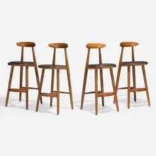Vilhelm Wohlert, Stools, set of four, 1957, oak, teak, vinyl