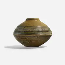 Vase by Edith Sonne Bruun, c. 1960, glazed stoneware, sold May 2024