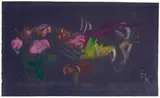 Ida Kerkovius, Blumenstilleben auf Violett, 1968, Pastell auf Velourspapier (zwei aneinandergefügte Teile)