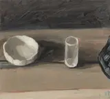 Stilleben mit Glas und Schale by Klaus Fußmann, 1985, Öl auf Leinwand, sold Jun 2016