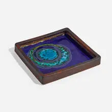 Tray by Annikki Hovisaari, c. 1955, glazed stoneware, sold May 2024