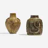 Vases, set of two by Jais Nielsen and Jørgen Mogensen, 1956, 1958, glazed stoneware, sold May 2024