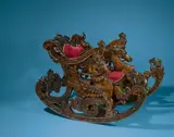 Venezianisch, Schaukelstuhl, Um 1860, Nussholz, geschnitzt; gepolstert