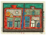 2 bis 13 schwimmende Fenster by Friedensreich Hundertwasser, 1979, Farbholzschnitt auf Japan, sold Jun 2018