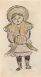 Mädchen mit Muff by Heinrich Zille, Farbkreide und Kohle auf Papier, sold Dec 2017