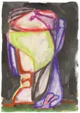 Markus Lüpertz, Ohne Titel, Aquarell und Farbkreide auf Papier