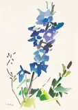 Siegward Sprotte, Rittersporn / „Calfono“ / Kleines Meerbild. 1978 /1993, 3 Blatt: Gouache auf Papier bzw. Farbkreide auf Bütten
