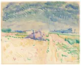 Heinrich Nauen, Landschaft mit Weg und Haus
