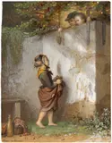 Kinderszene by Johann Georg Meyer, Gouache auf Velin, auf Karton aufgezogen, sold Oct 2018
