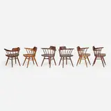 Assembled set of six Captain's chairs by George Nakashima, Nakashima Studio, sold Jan 2019