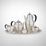 Johan Rohde, Cosmos four-piece coffee & tea service, model 45, sterling silver, ebony