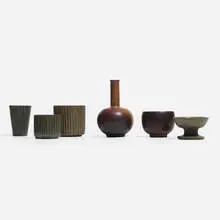 Arne Bang, Collection of six vessels, 1935-1940, glazed ceramic