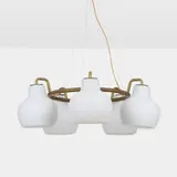 Vilhelm Lauritzen, Christiansborg chandelier, c. 1955, white glass, brass