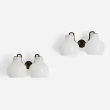 Vilhelm Lauritzen, Christiansborg sconces, pair, c. 1955, white glass, brass