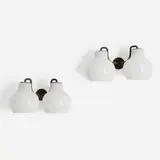 Vilhelm Lauritzen, Christiansborg sconces, pair, c. 1955, white glass, brass