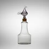 Kukkopullo (rooster decanter) by Kaj Franck, 1963, hand-blown and decorated glass, cork, sold May 2024