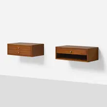 Aksel Kjersgaard, Wall-mounted nightstands, pair, c. 1960, teak, aluminum