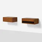 Aksel Kjersgaard, Wall-mounted nightstands, pair, c. 1960, teak, aluminum