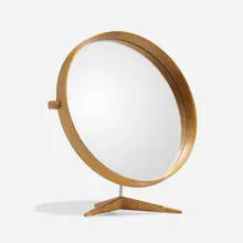 Table mirror by Uno and Osten Kristiansson, c. 1960, teak, mirror, sold May 2024