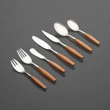 Jens Quistgaard, Fjord flatware, stainless steel, teak