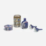 Collection of five works by Aluminia, c. 1965, glazed earthenware, cork, sold May 2024