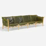 Arne Norell, Four-seat Illona sofa, beech, leather, fabric