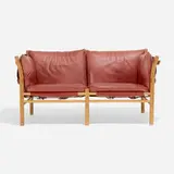 Arne Norell, Illona settee, beech, leather, fabric
