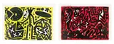 Lausanne Suite by A. R. Penck, 1990, Original-Leinenkassette mit 6 Farblithographien, jeweils auf Papier, sold Dec 2016