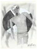 Albert Oehlen, Ohne Titel (Dummie), 1983, Bleistift und Deckweiss auf Papier (Skizzenblock)
