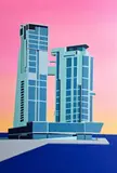 Sea Towers, 2026 by Kaja Bukowska, 2026, akryl, płótno, sold Oct 2026