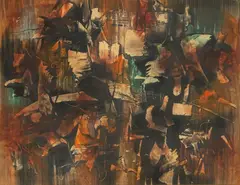 Alfred Lenica, Pejzaż fantastyczny 2, 1960 r., 1960, akwarela, gwasz, papier