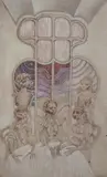 Jan Lebensztejn, Madame et son personnel, 1976 r., 1976, gwasz, pastel, papier