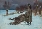 Jerzy Kossak, Pożegnanie towarzysza, olej, płótno naklejone na tekturę