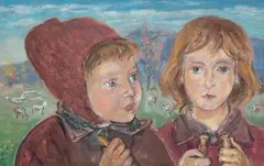 Wlastimil Hofman, Dzieci, 1962 r., 1962, olej, tektura, 28