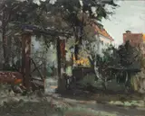 Eugeniusz Dzierżencki, Światła i cienie zachodzącego słońca, olej, tektura
