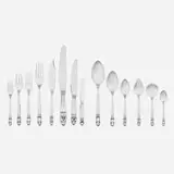 Johan Rohde, 168-piece sterling silver assembled fourteen-piece flatware set for twelve in the Acorn pattern, Denmark