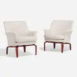 Arne Norell, Pilot lounge chairs, pair, upholstery, stained beech
