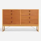 Cabinet by Børge Mogensen, c. 1955, oak, teak, steel, sold May 2024