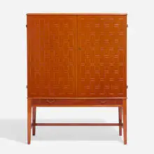 Cabinet by David Rosén, c. 1955, mahogany, brass, stained beech, sold May 2024