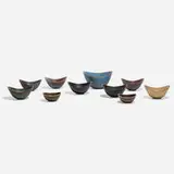 Gunnar Nylund, Collection of ten bowls, c. 1955, glazed stoneware