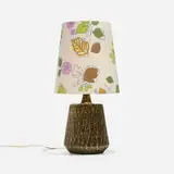 Gunnar Nylund, Table lamp, c. 1955, glazed stoneware, fabric shade