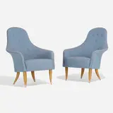 Kerstin Hörlin-Holmquist, Little Adam lounge chairs, pair, 1958, upholstery, oak