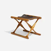 Poul Hundevad, Guldhoj folding stool, model 41, oak, leather