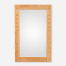 Wall mirror by Lena Larsson, c. 1975, oak, mirrored glass, sold May 2024