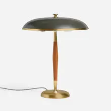 Table lamp, model 8453 by Boréns, c. 1955, brass, enameled brass, teak, sold May 2024